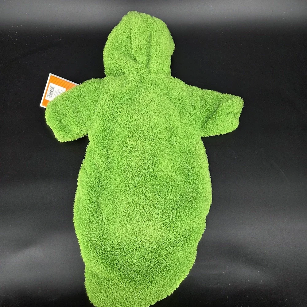 Infant Pea Pod Costume Green Bunting 3-6M Halloween Baby Dress Up Hooded Plush